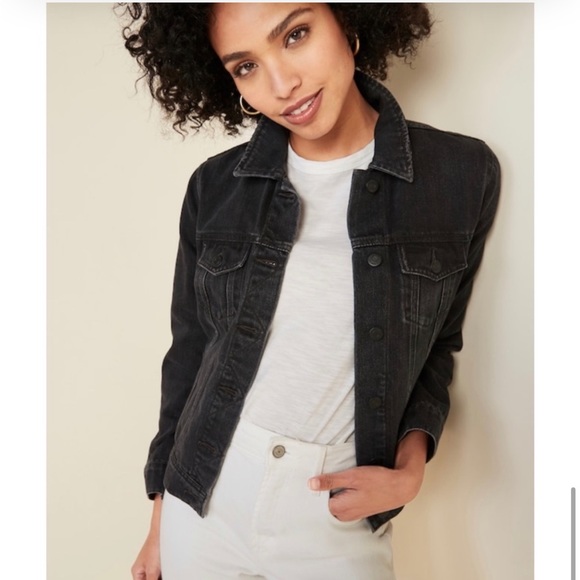 Destructed Black Old Navy Jean Jacket Large - Picture 2 of 10